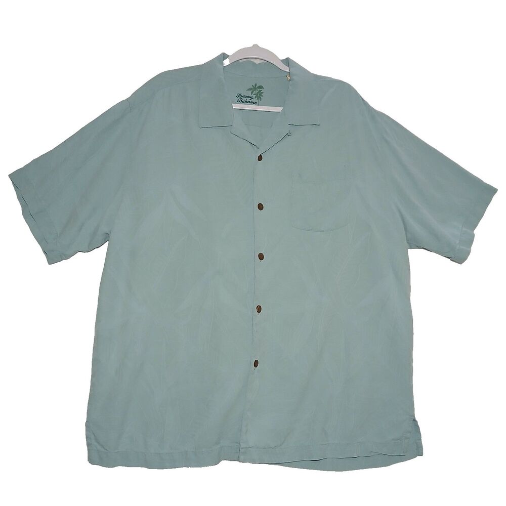 Tommy Bahama Coastal Breeze Shirt Silk Air Blue XL Summer Vacation Tropic #978
